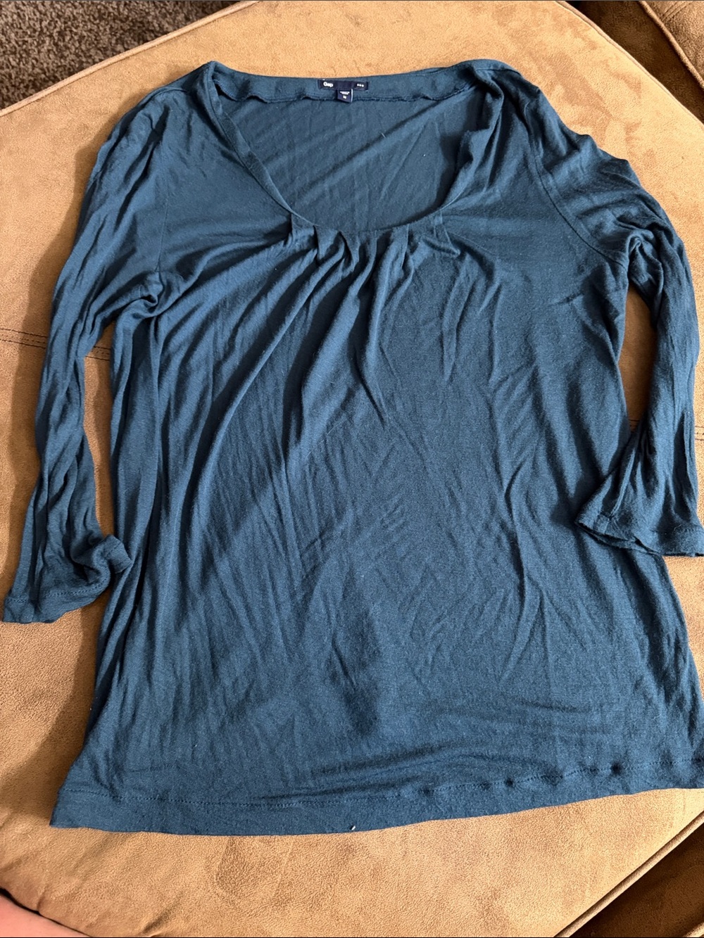 GAP Women's Teal Scoop Neck Long Sleeve Top